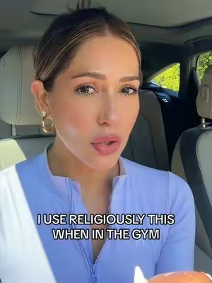 TikTok post by @yanina_oyarzo for DEZI SKIN. Caption reads: [...] my favorite sidekick when I work out....