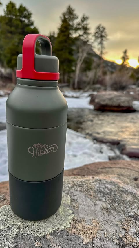 Instagram post by @chase_daylight for Hibear. Caption reads: We tossed the @Hibear All-Day Adventure Flask in....