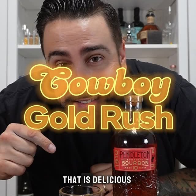 Instagram post by @bourbon.and.smoke for Pendleton Whisky. Caption reads: Cowboy Gold Rush- Pendleton 1910 Bourbon
....