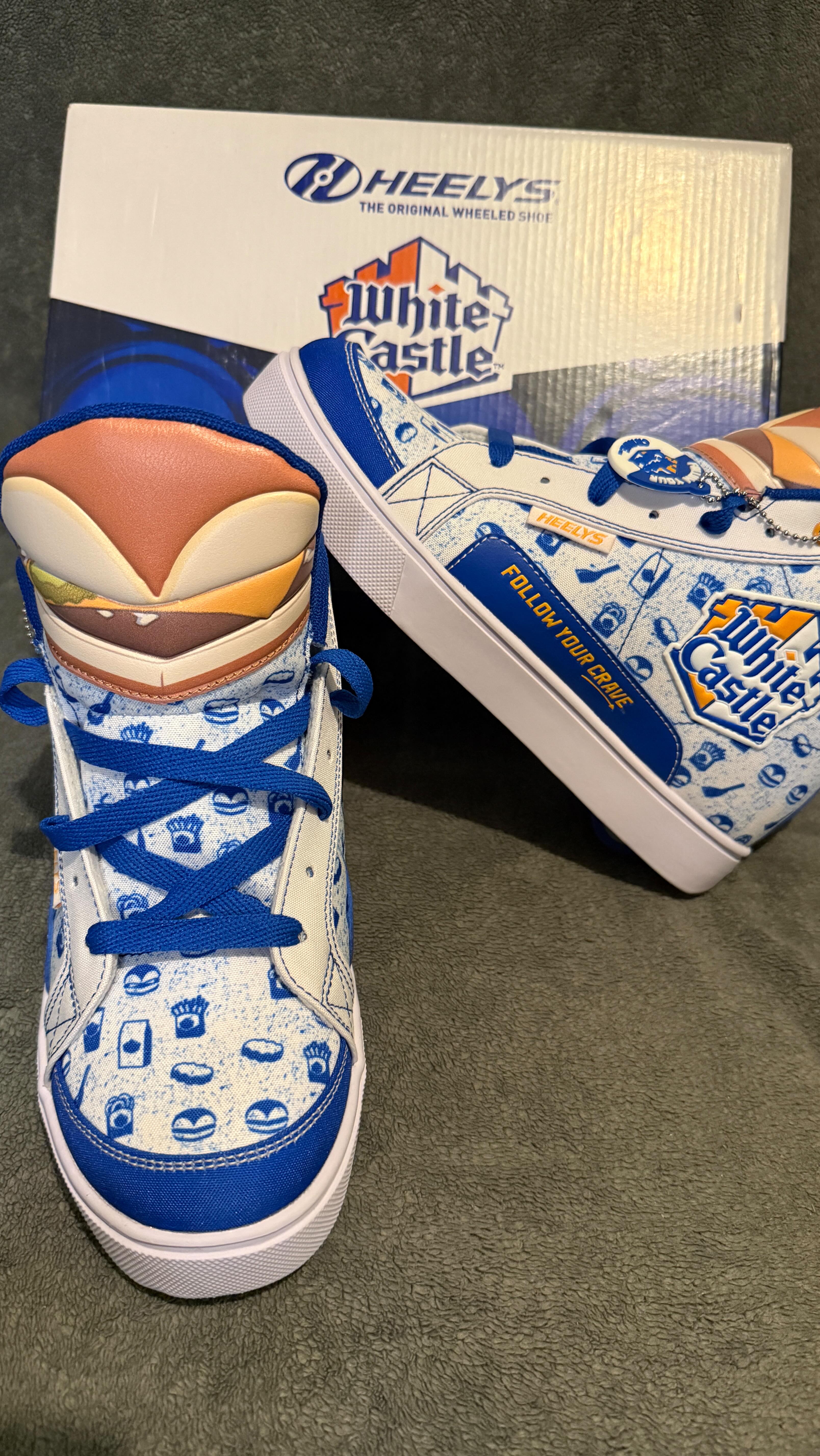 Instagram post by @markie_devo for White Castle. Caption reads: @heelysworldwide X @whitecastle Slider....