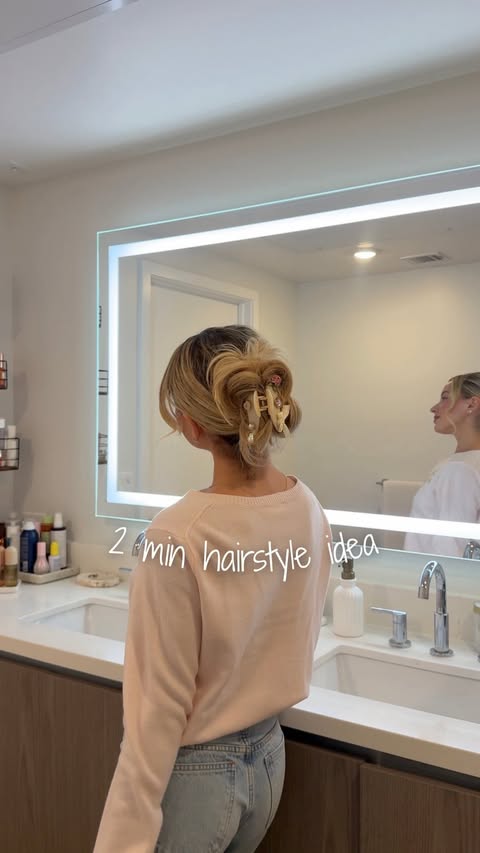 Instagram post by @chloetessmiller for Kitsch. Caption reads: [...] half up or updo 🕺🎀🤍🌸 using all @mykitsch....