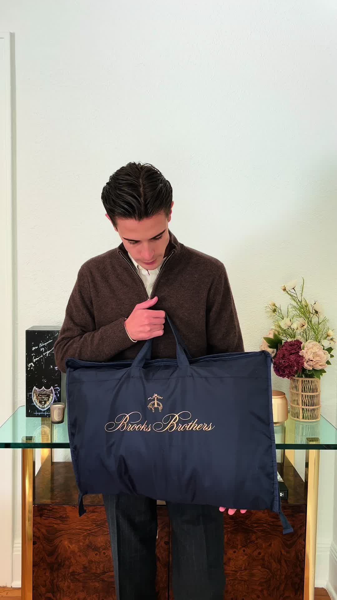 TikTok post by @samshunney for Brooks Brothers. Caption reads: [...] gifting - classic menswear from @Brooks....