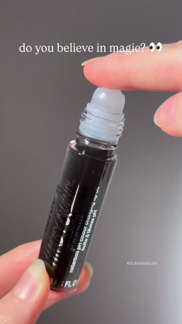 Instagram post by @slavianaglow for LottieLondon. Caption reads: [...] lip oil is literally Halloween perfect 👀....