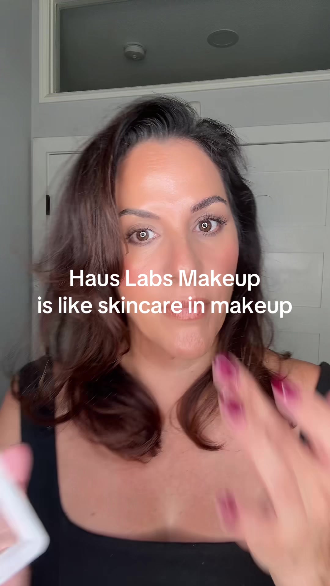 TikTok post by @nikyfrancoluna for Haus Labs. Caption reads: Haus Labs Bio Radiant Gel Highlighter [...].