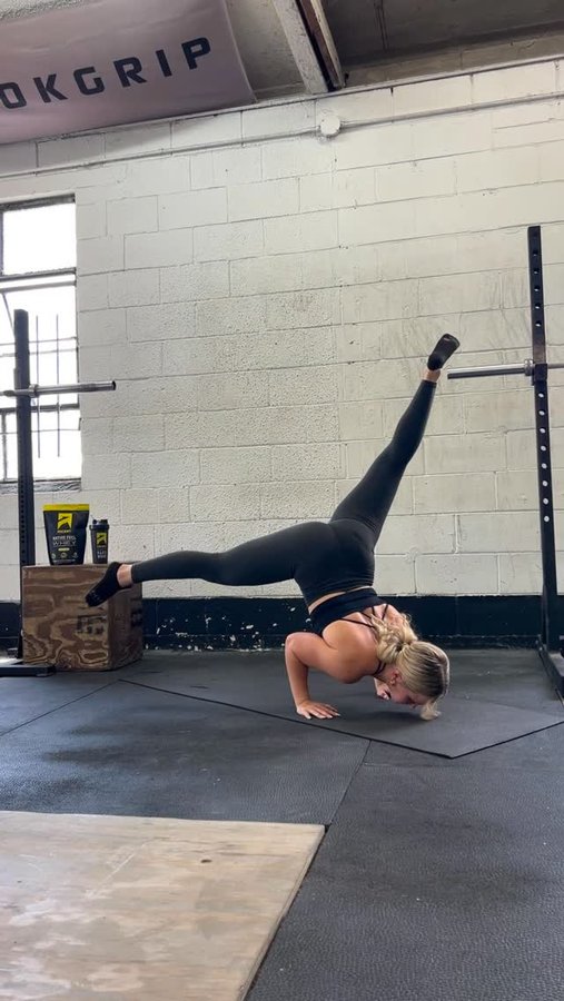 Instagram post by @calliegool for Ascent Protein. Caption reads: Levitation practice 🧞‍♀️ @ascentprotein keeping....