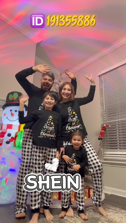 Instagram post by @brigitteilkaysavran for Shein. Caption reads: 🎄 Matching Christmas pajamas on… and we’re....