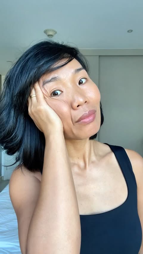 Instagram post by @trinhgeorgg for Sleep&Glow. Caption reads: Still seeing nasolabial folds even though you....