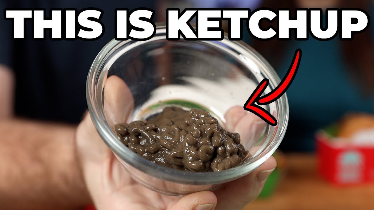 YouTube post by @SauceStache for Thrillist. Caption reads: This is REAL Ketchup and its Mind Blowing.