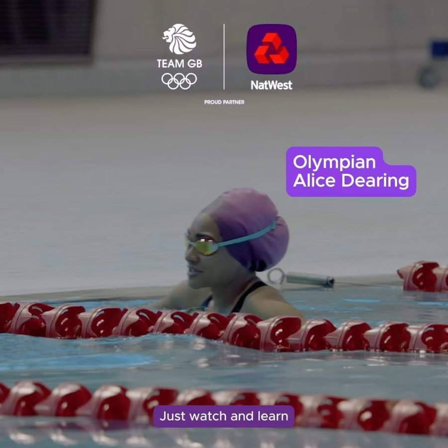 Instagram post by @daniellouisy for NatWest. Caption reads: Getting challenged by @alicedearingx former Team....