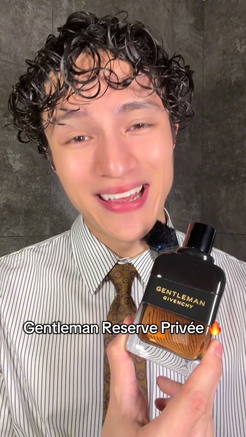 Instagram post by @thenoelthomas for Givenchy Beauty. Caption reads: Givenchy Gentleman Reserve Privée: the PERFECT....
