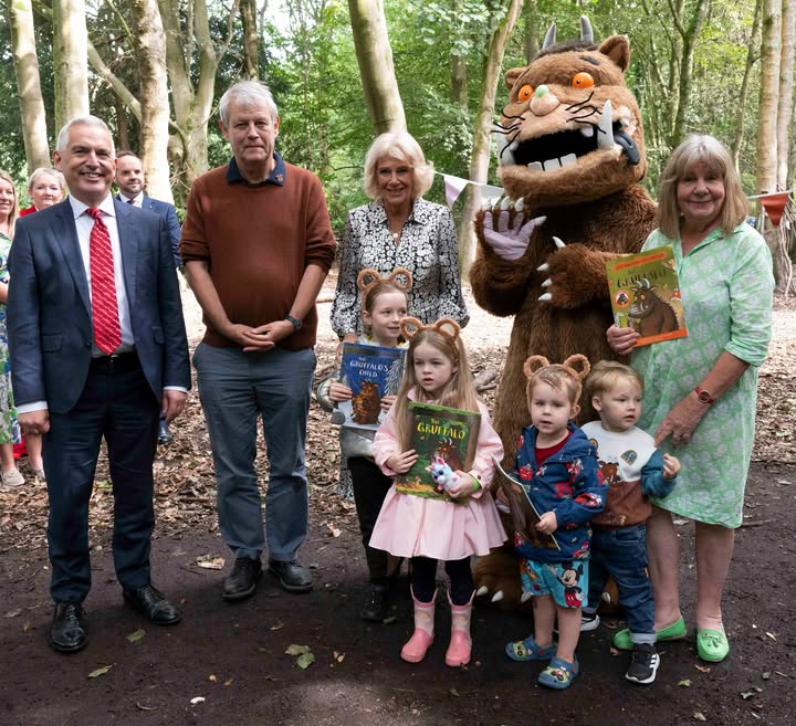 Instagram post by @theroyalfamily for Macmillan Children's Books. Caption reads: 🪵 A trip into the deep dark wood… to celebrate....