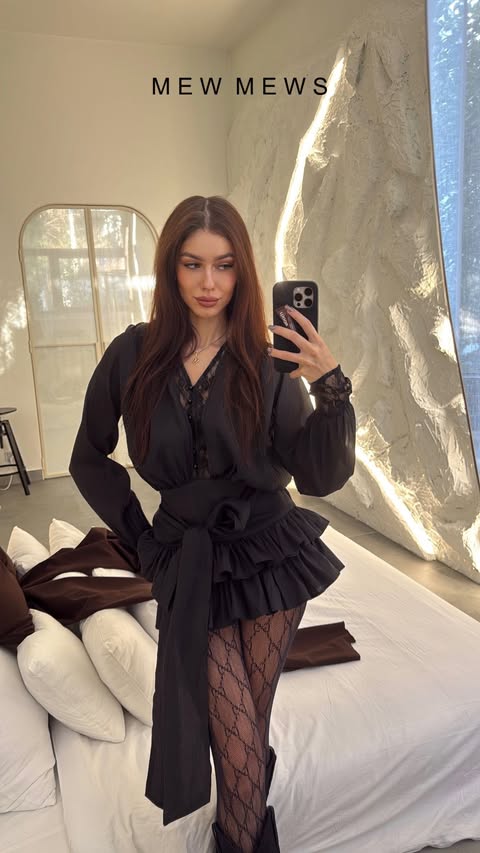 Instagram post by @juliaplawiak_backup for Mew Mews. Caption reads: a moment for the dress 🖤
@mewmewsofficial 20% off....