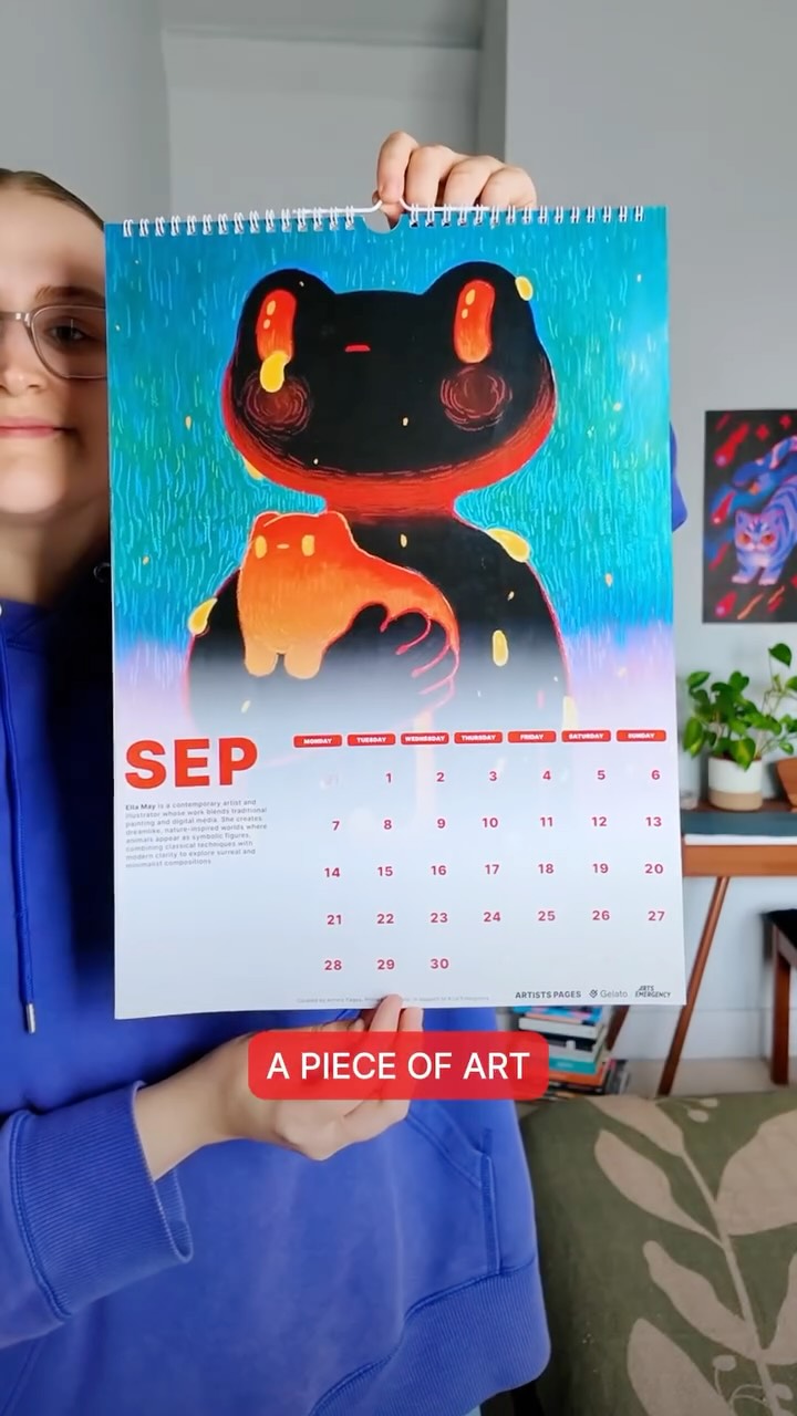 Instagram post by @artists.pages.daily for Gelato. Caption reads: Our 2026 Artists Pages Calendar is available for a....