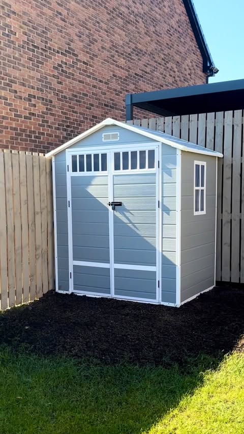 Instagram post by @our_newbuild_no5 for Yitahome. Caption reads: [...] Garden shed!! Our new shed from YITAHOME is....