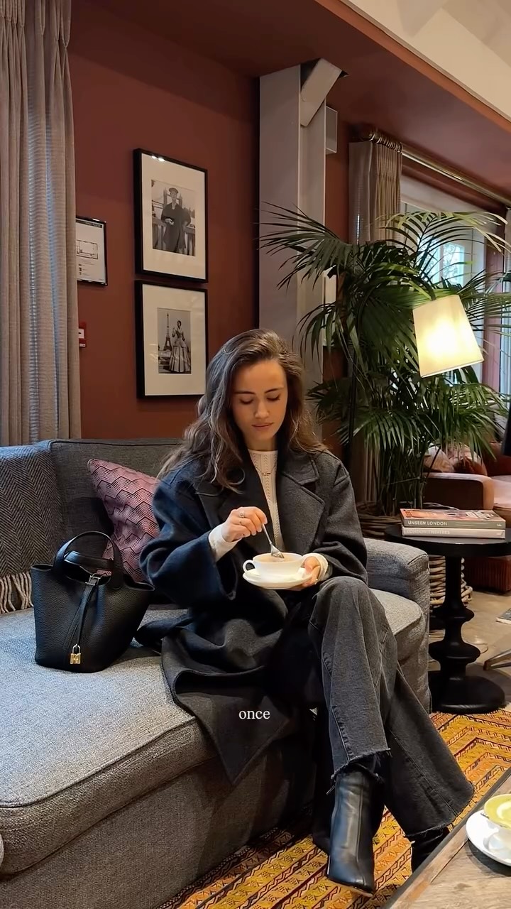 Instagram post by @kateehutchins for Paige. Caption reads: [...] rainy day soo that calls for one thing…....