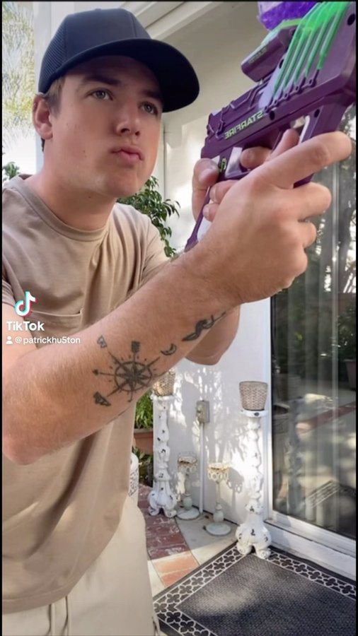 Instagram post by @patrickhuston for Gel Blaster. Caption reads: Find your @GelBlaster Nova at your nearest....