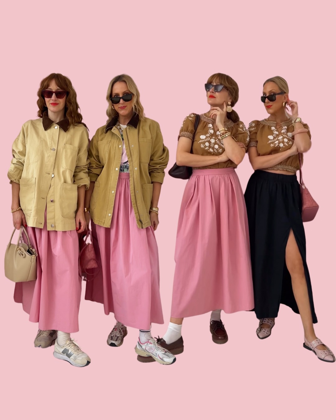 Instagram post by @belleandbunty for Abercrombie & Fitch. Caption reads: 👯‍♀️38 Spring Outfit Ideas! 👯‍♀️ A few outfits....