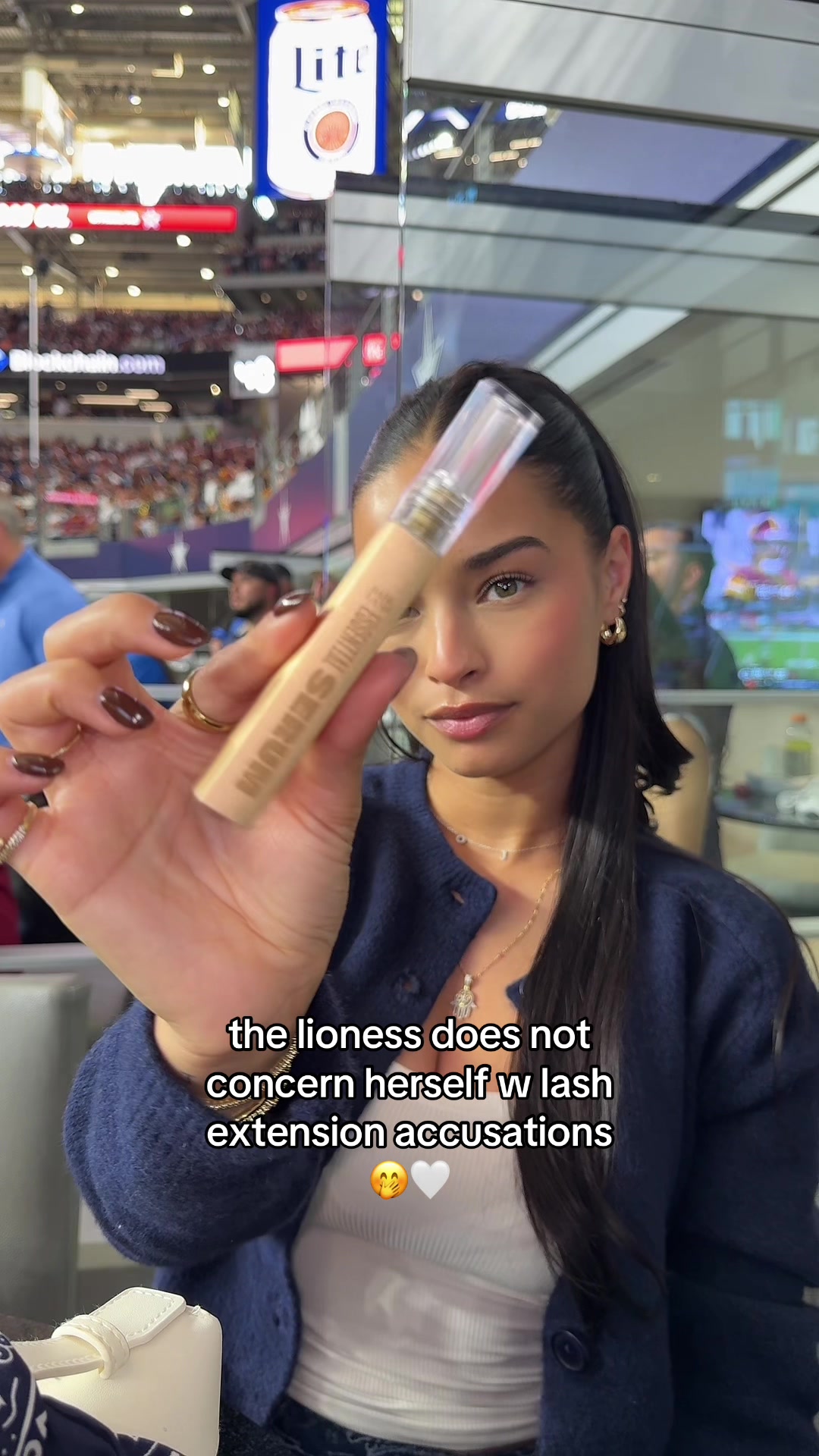 TikTok post by @desirewestphal for Babe Original. Caption reads: @Babe Original saving the day lash by lash 😂👏🏽 .