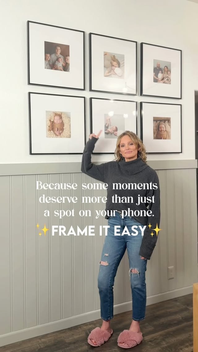 Instagram post by @lowkeyhomestead for Frame It Easy. Caption reads: [...] and onto the wall—without the hassle!....