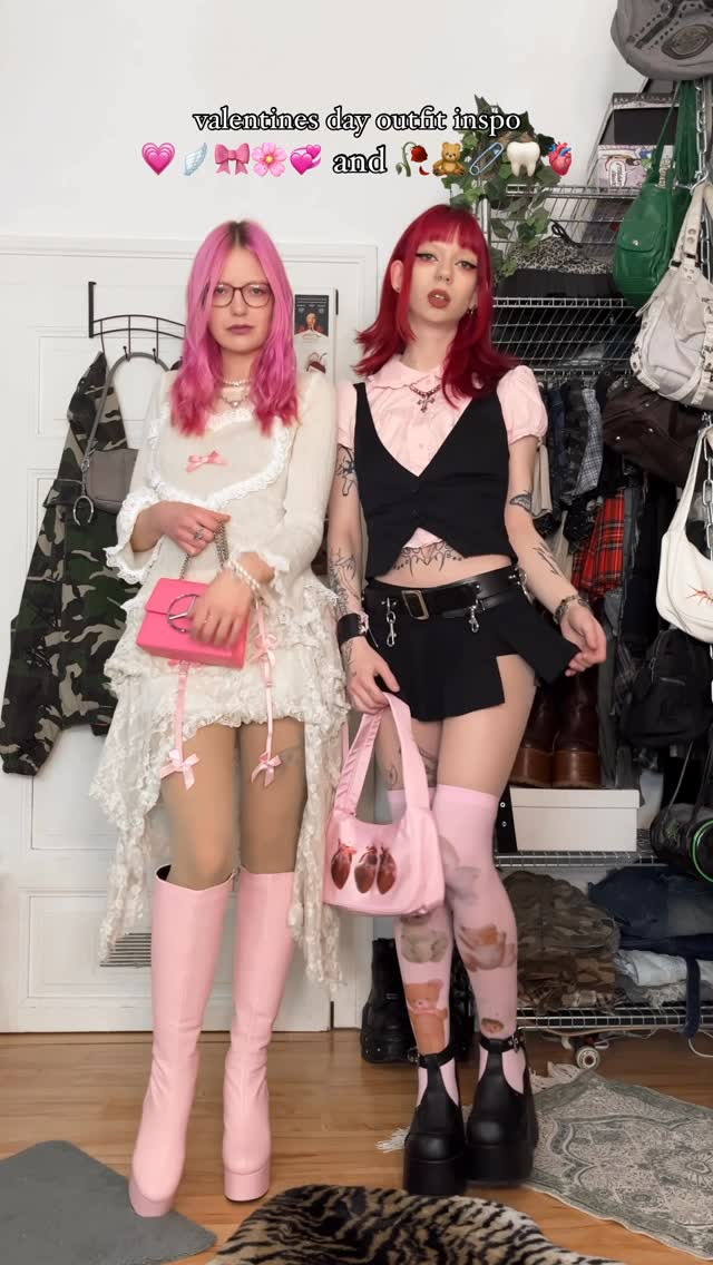 Instagram post by @r0ttenxangel for Demonia Shoes. Caption reads: upsi almost forgot something 🧸 our fits turned....