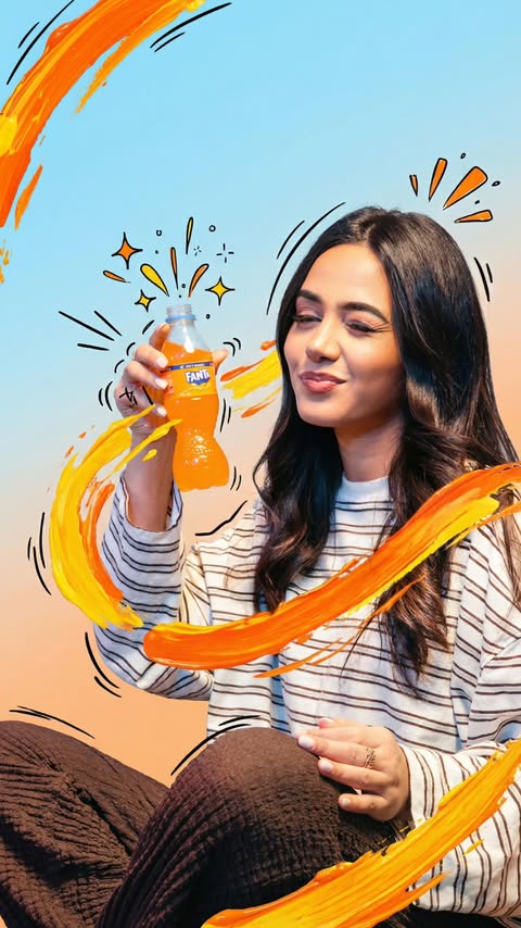 Instagram post by @sanaeslaaay for Fanta New Zealand. Caption reads: i don’t snack… i enter snack dimension 😌🧡 3....