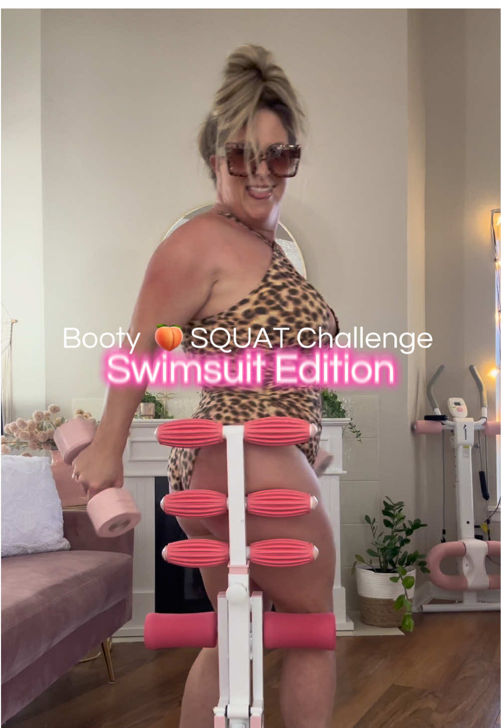 TikTok post by @pinkafgirl for Hotwave. Caption reads: [...] summer ☀️🏝️ with my deep squat machine....