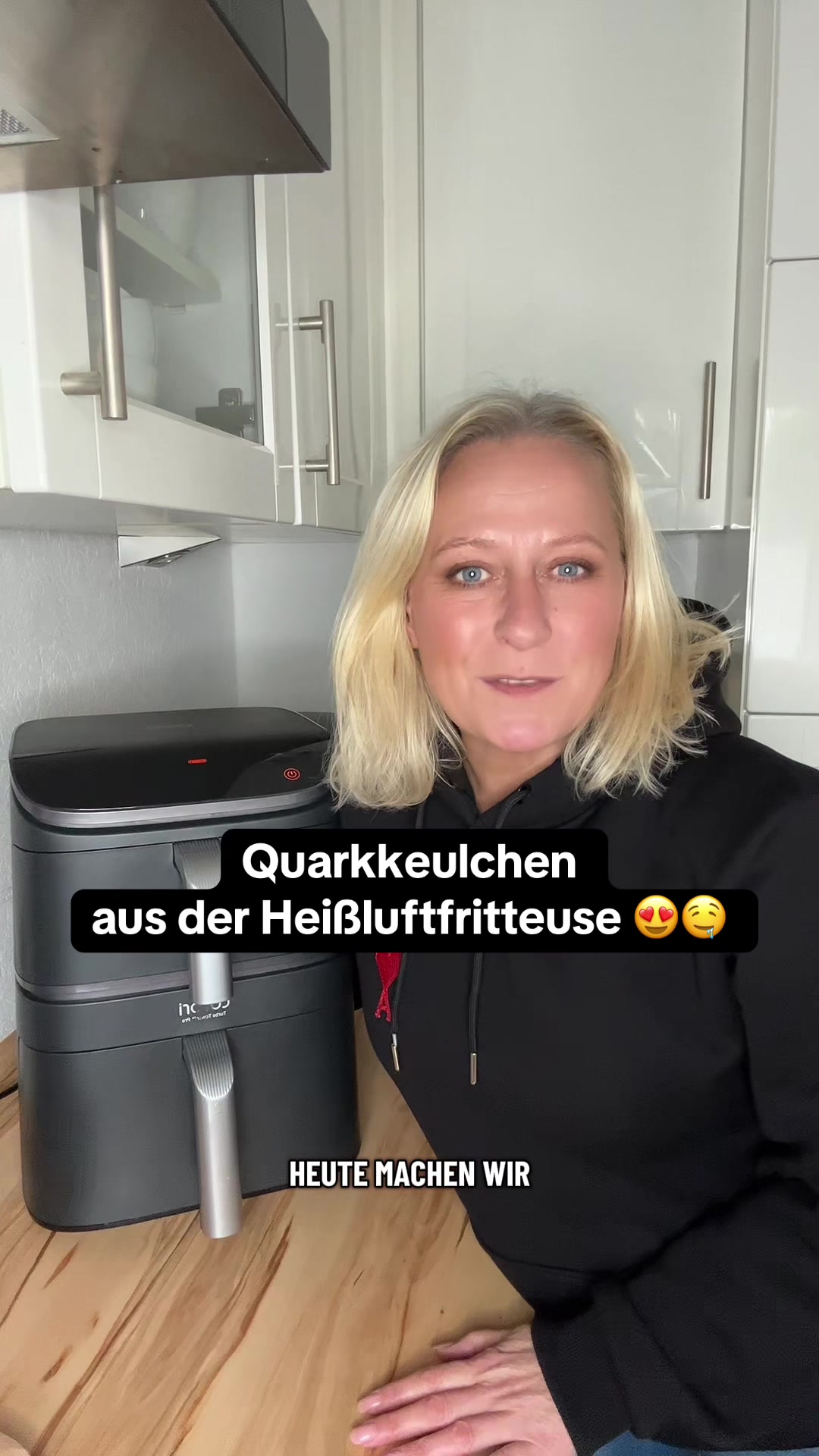 TikTok post by @meinehlf for COSORI. Caption reads: [...] 🤩🔥 Heute aus meiner @COSORI 🧡 TurboTower....