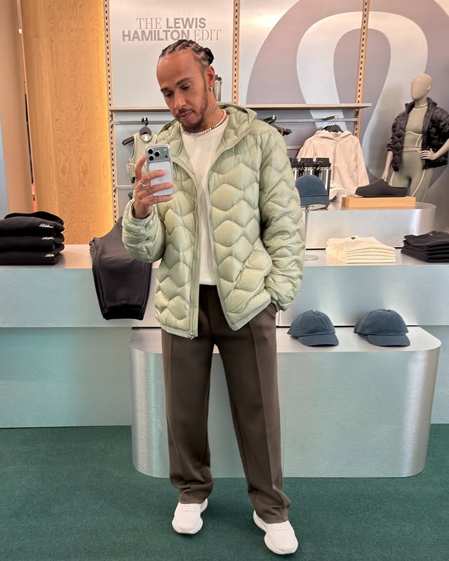 Instagram post by @lewishamilton for lululemon. Caption reads: From Ambassador @lewishamilton’s camera roll to....