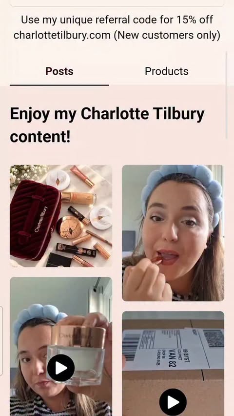Instagram post by @saretta_corso_ for The Mum Edition. Caption reads: Storefront Tour 🎬 My Charlotte Tilbury favourites....