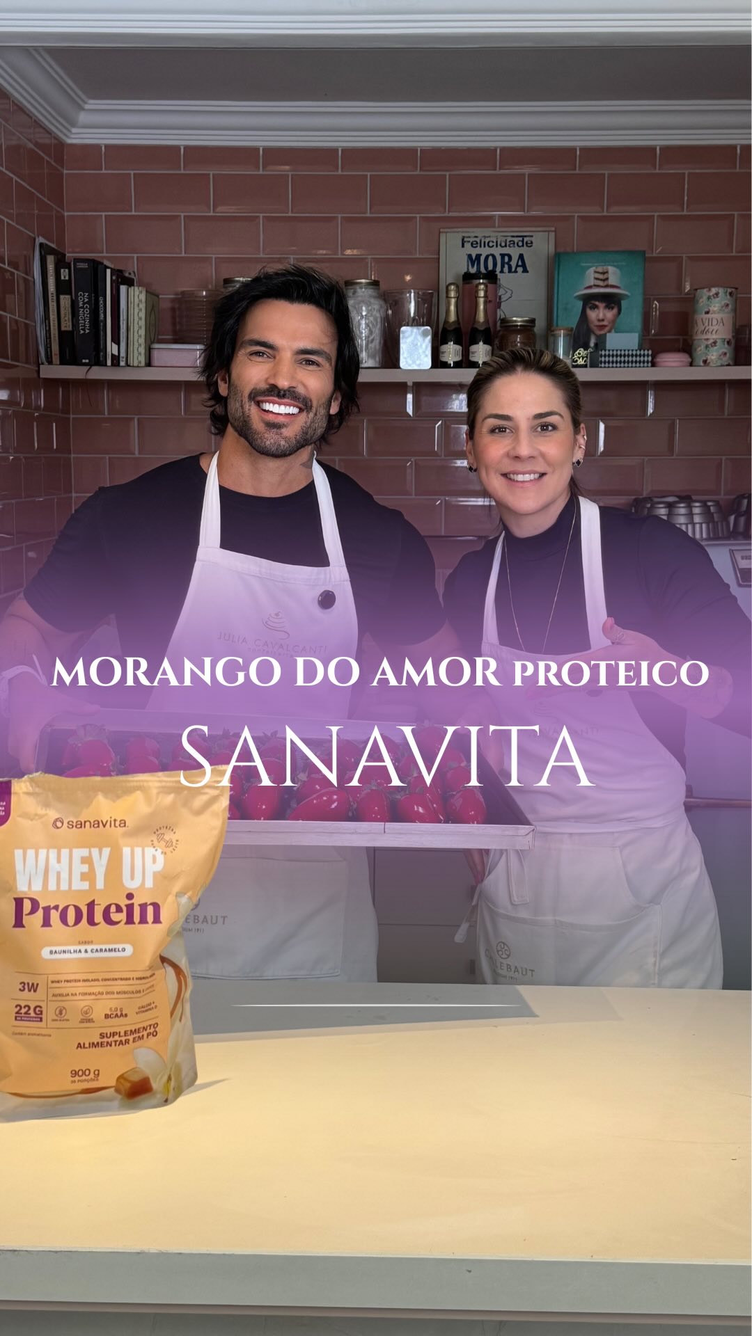 Instagram post by @drnetoborghi for Sanavita. Caption reads: 🍓 MORANGO DO AMOR PROTEICO 🍓

O sucesso do....
