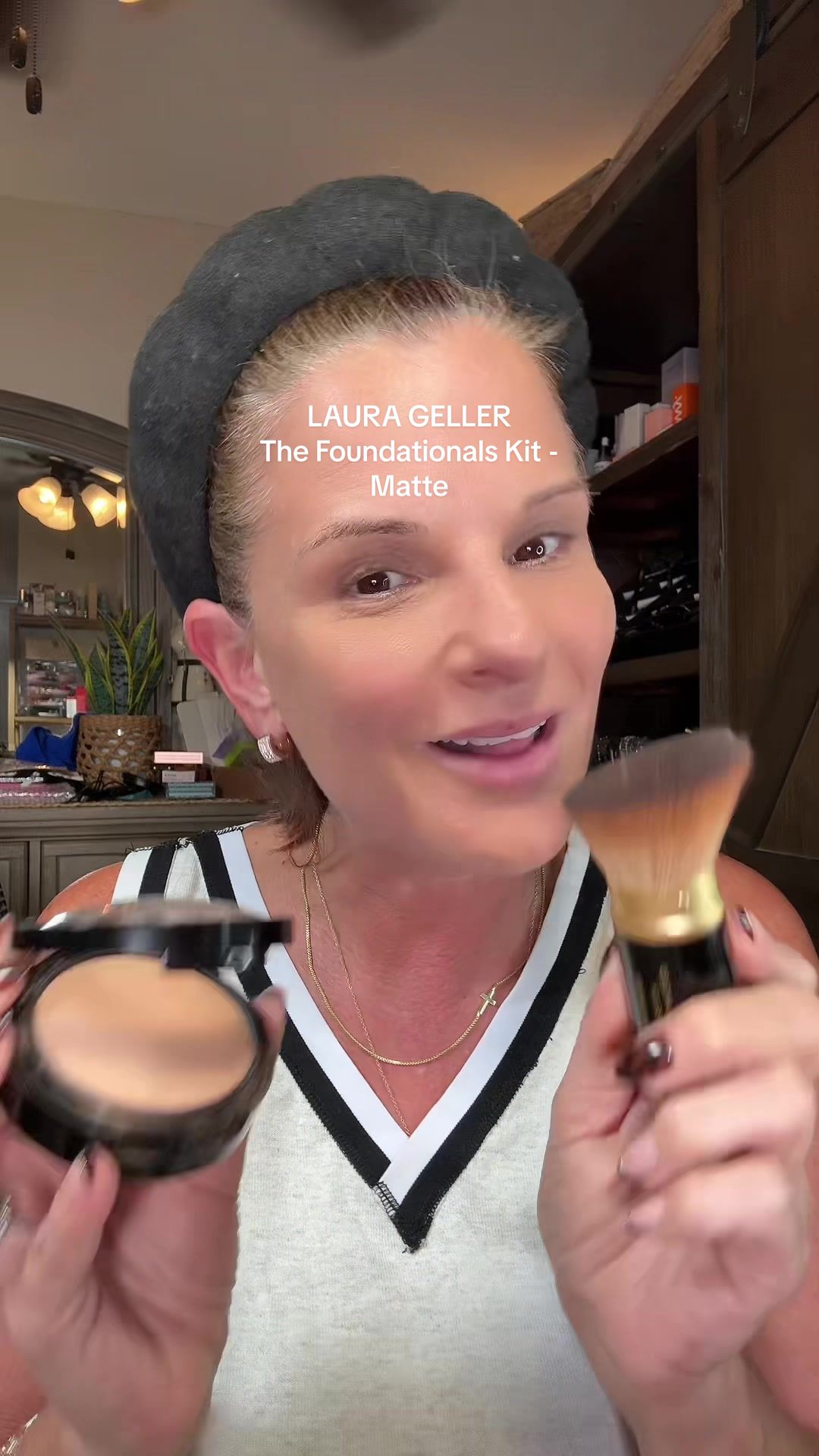 TikTok post by @stacyspage for – Laura Geller. Caption reads: [...] #WomenOver50 #lauragellerbeauty....