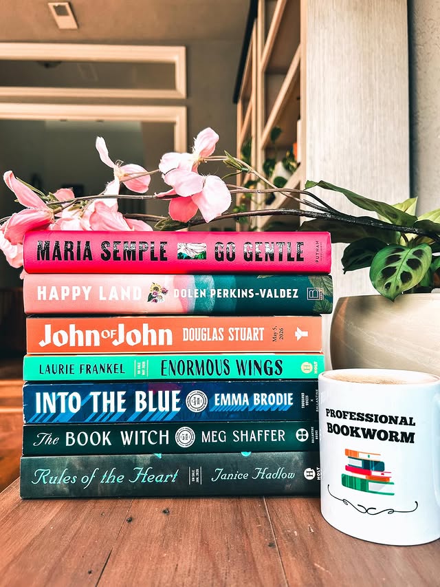Instagram post by @rachellelovesbooks for Putnam Books. Caption reads: 💐April Hopefuls💐⁣ ⁣ Eventually, I will take....