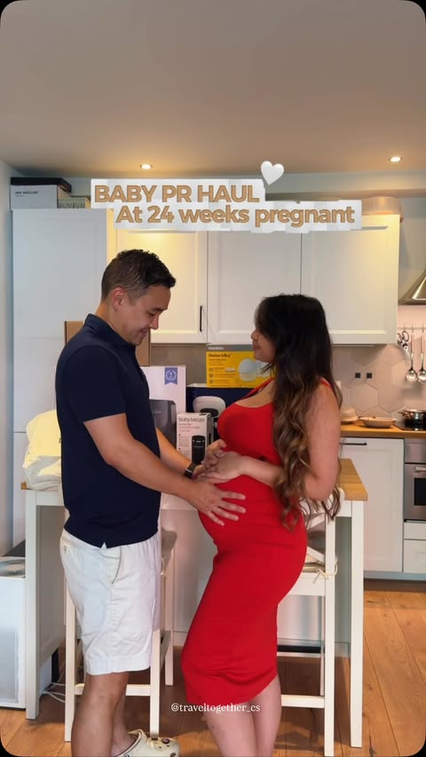 Instagram post by @traveltogether_cs for Najell. Caption reads: Ad | Baby PR Haul at 24 weeks pregnant and feeling....