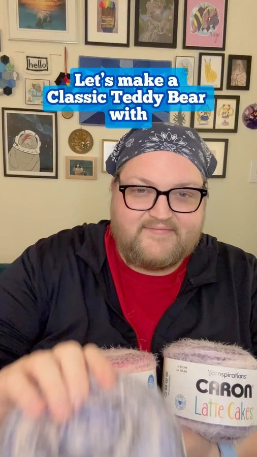 Instagram post by @drewbieszoo for Yarnspirations. Caption reads: [...] #CaronCakesContest, and tagging....