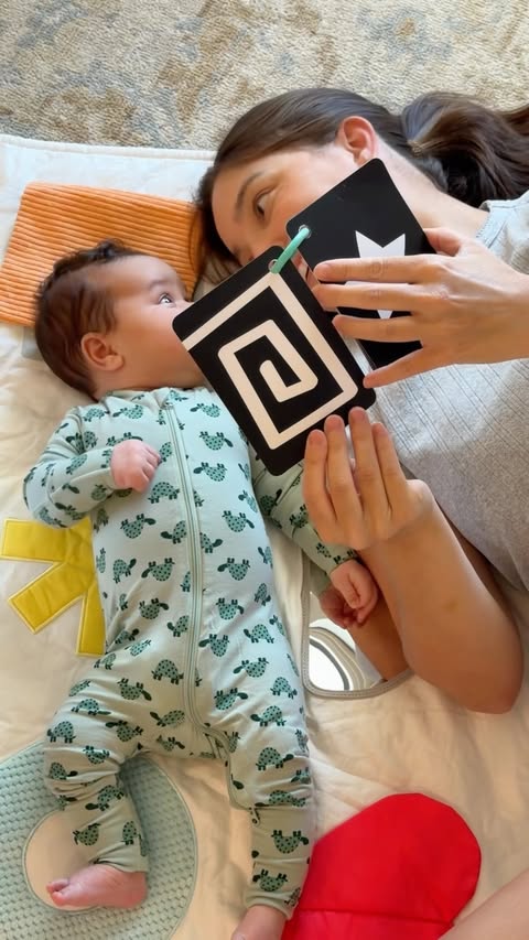 Instagram post by @emilymariko for KiwiCo. Caption reads: [...] our playtime / tummy time setup from....