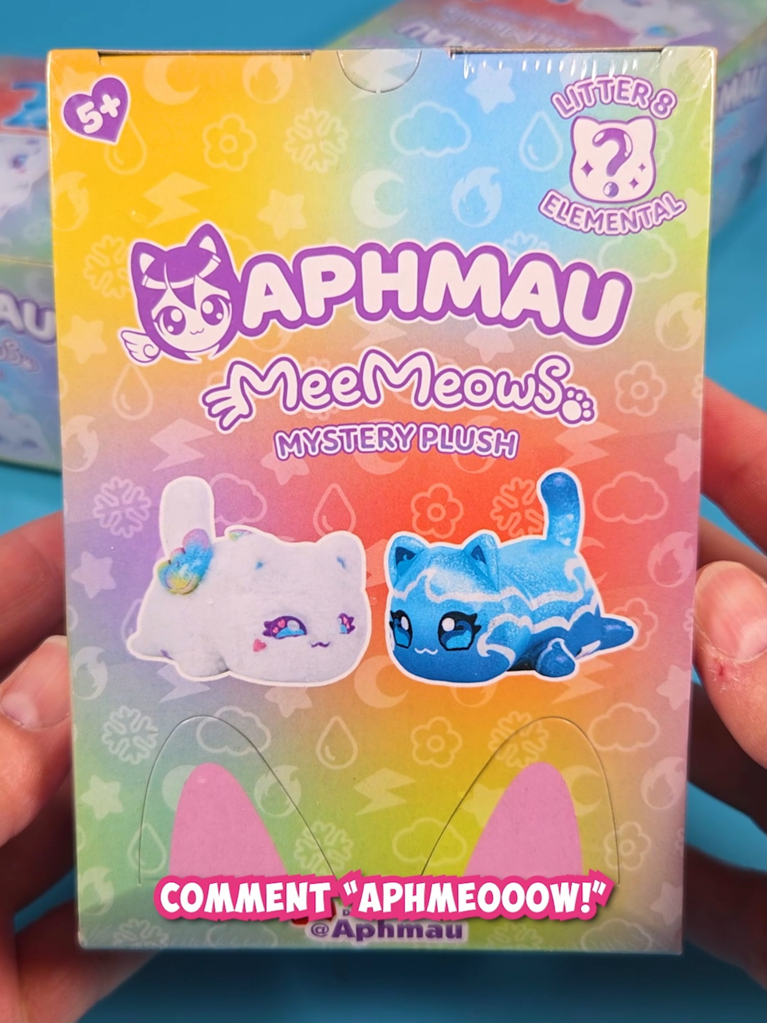 TikTok post by @minimysterys for Bonkers Toys. Caption reads: [AD] Unboxing more Aphmau MeeMeows Mystery Plush....