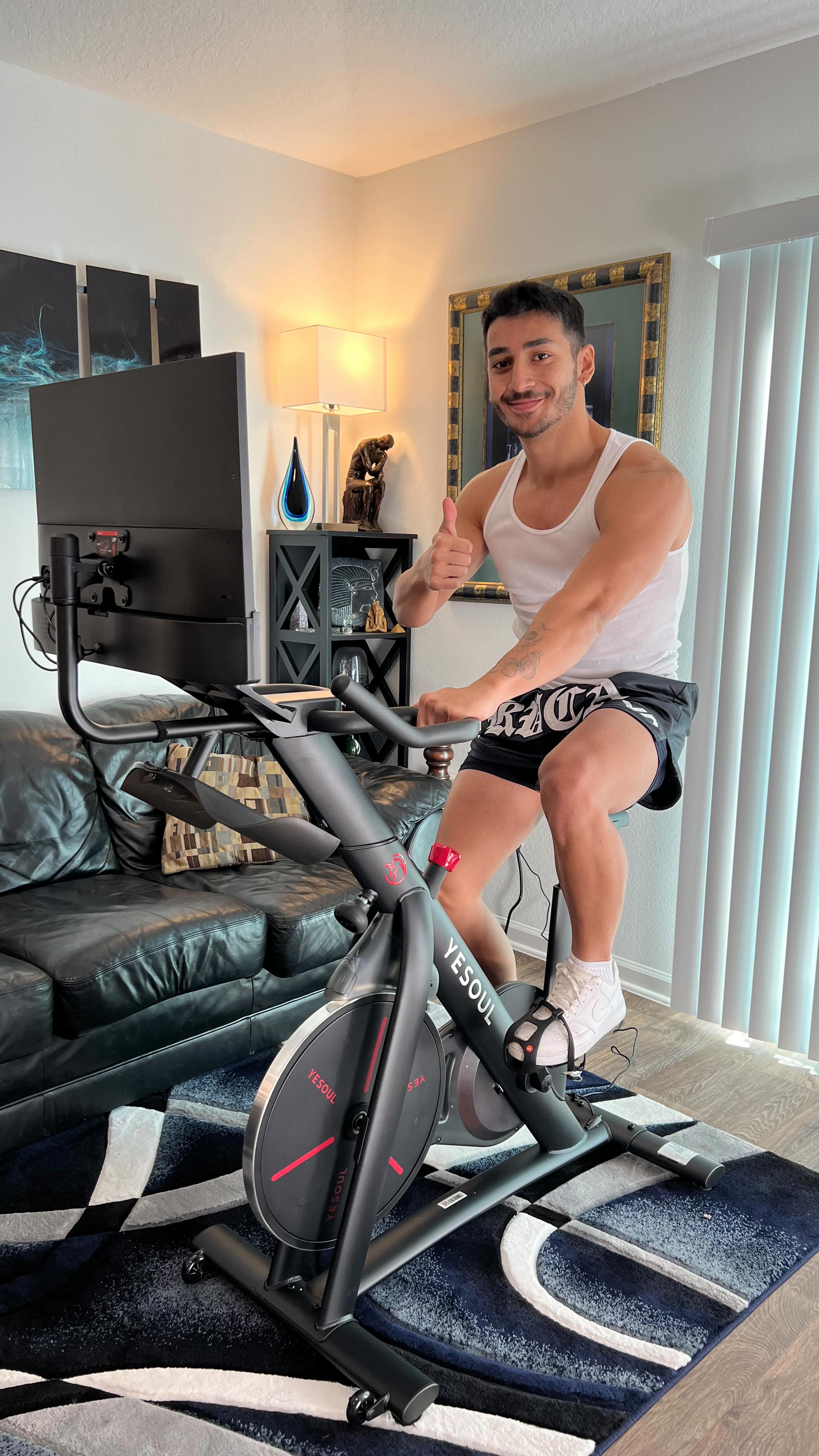 Instagram post by @fatihlyfe for YESOUL FITNESS. Caption reads: Bring the gym experience to your home with Yesoul....