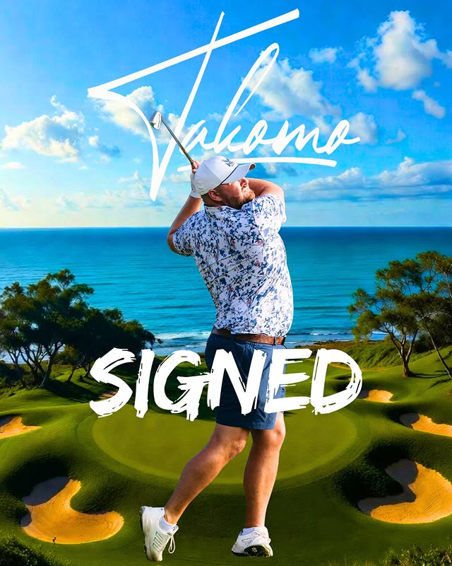 Instagram post by @thatgolfdude_ for Takomo Golf. Caption reads: [...] to announce my partnership with @takomogolf....