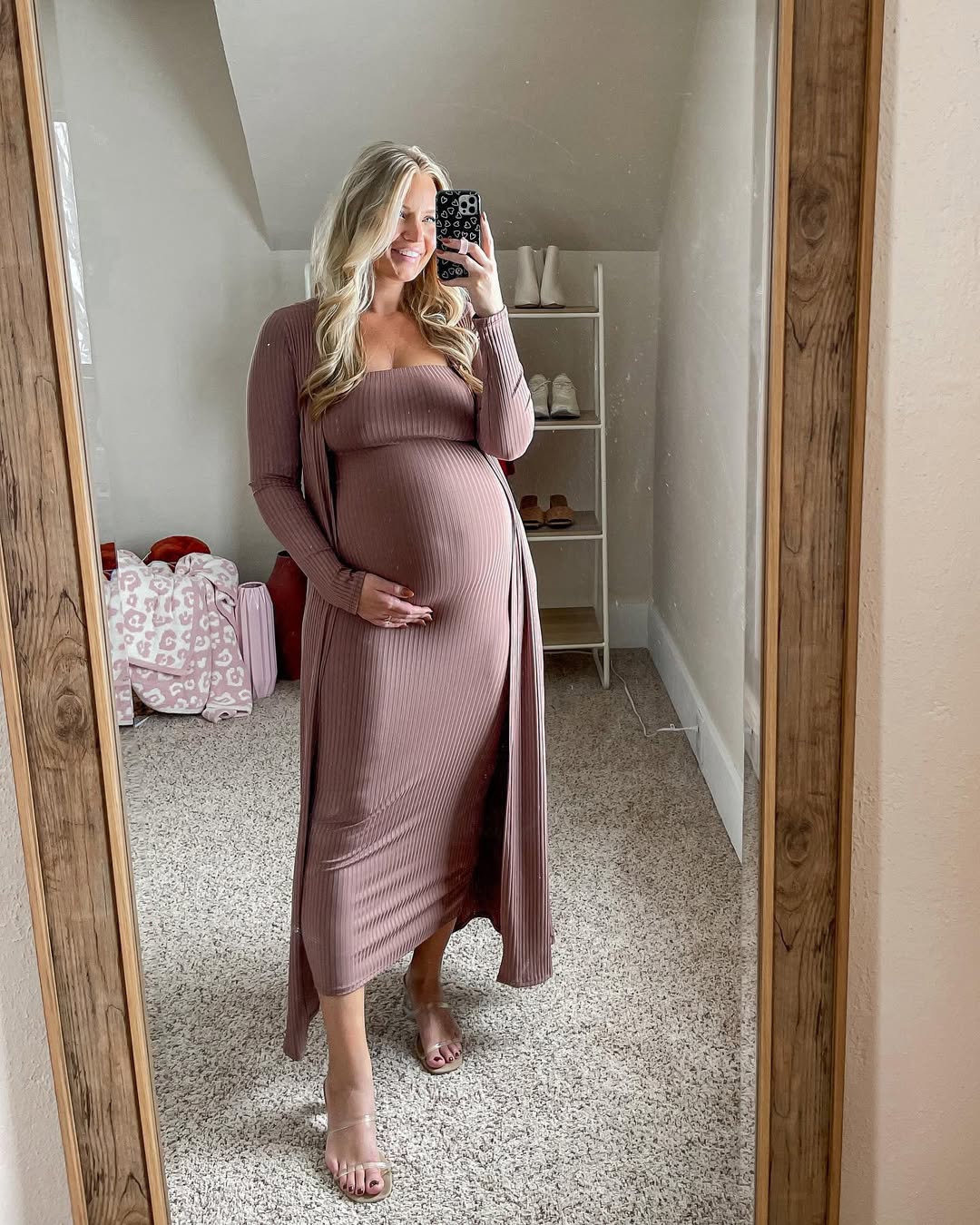 Instagram post by @allisondelperdang for shoppinkblush.com. Caption reads: which @pinkblushmaternity look is your....