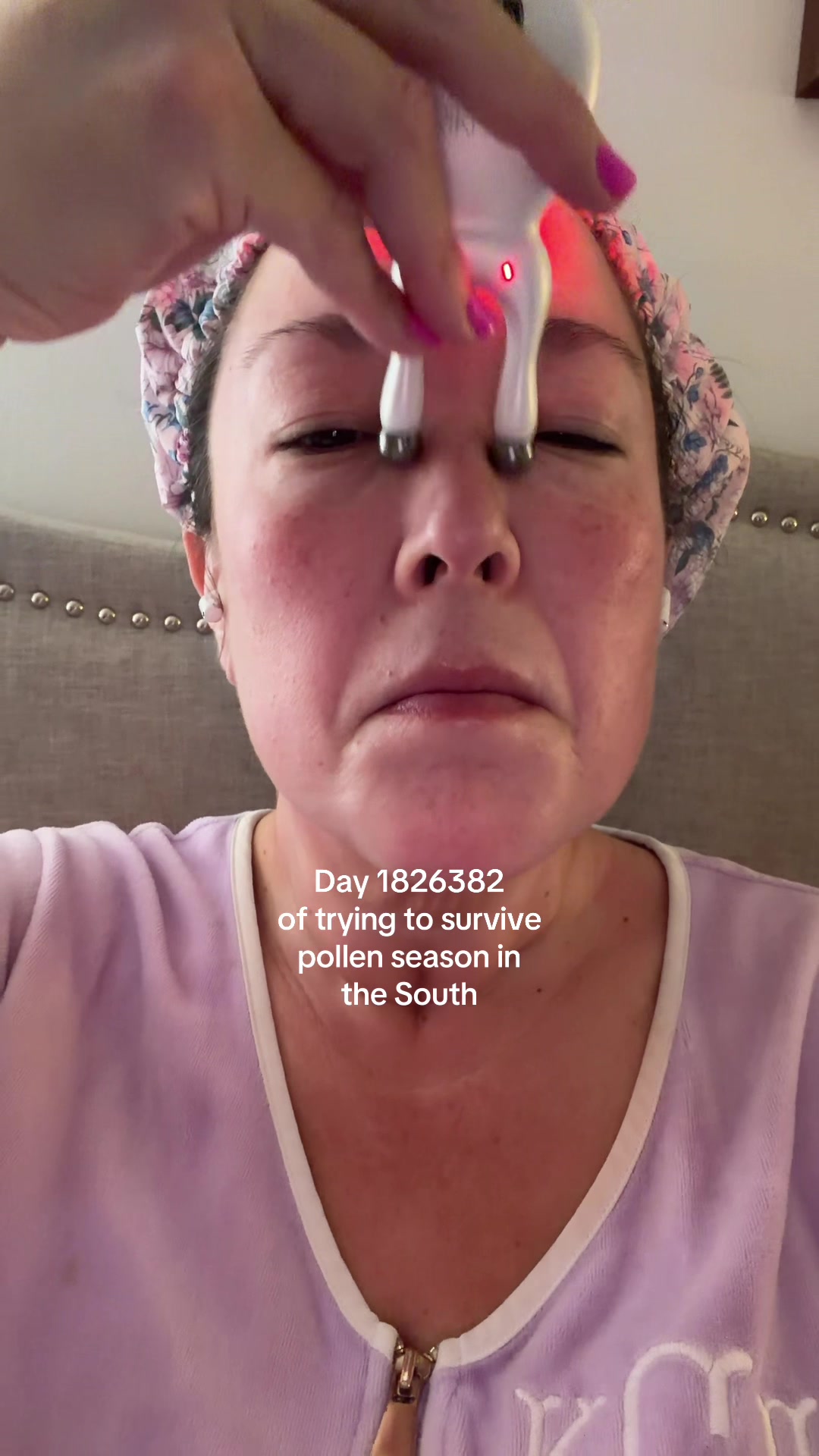TikTok post by @thekristyguffey for RIKI LOVES RIKI. Caption reads: Will it ever end 😩 @rikilovesriki #facialmassager....