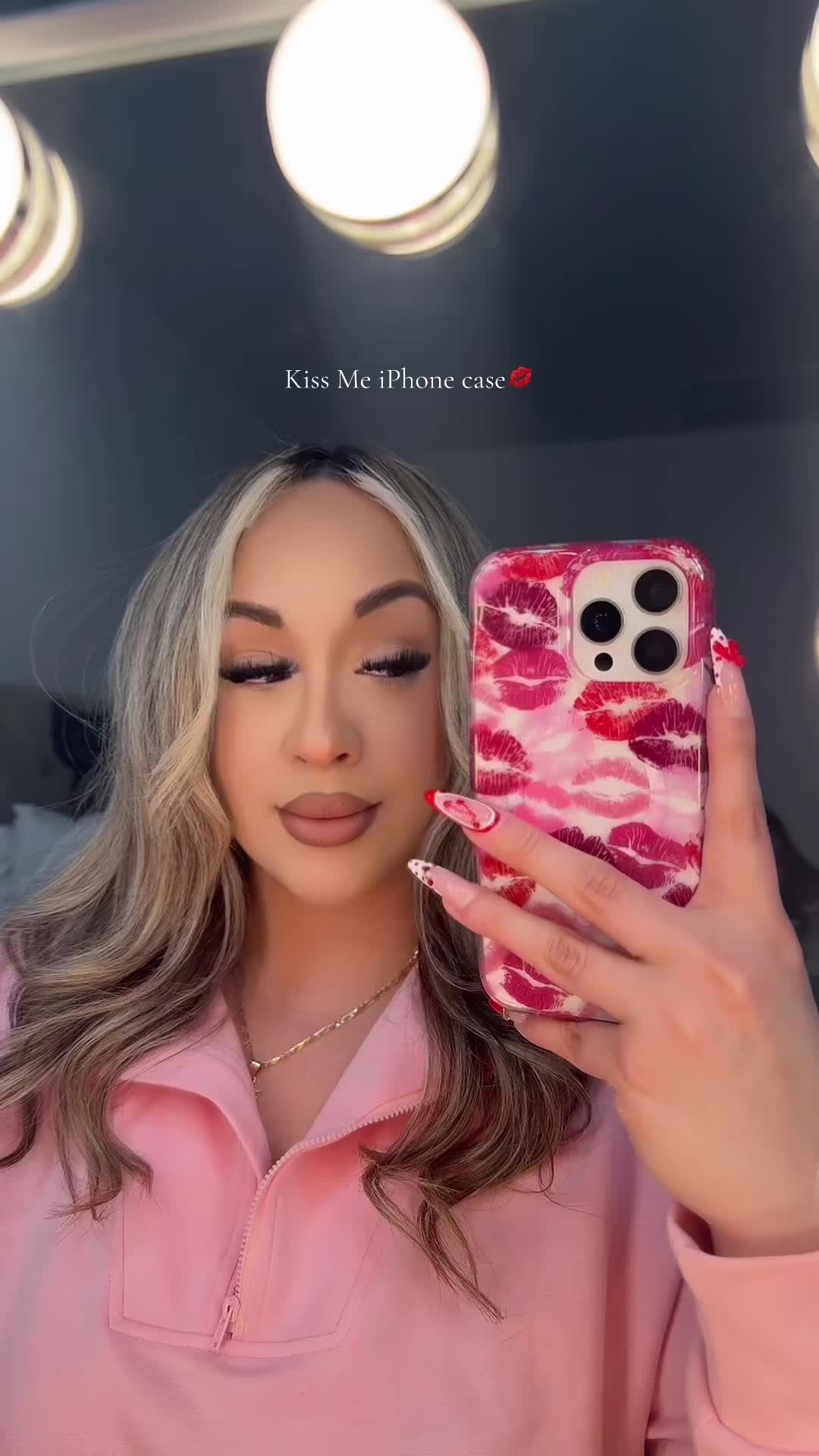 TikTok post by @leslie.slay for VELVET CAVIAR. Caption reads: @velvetcaviar magnetic phone case💋 #iphonecase....
