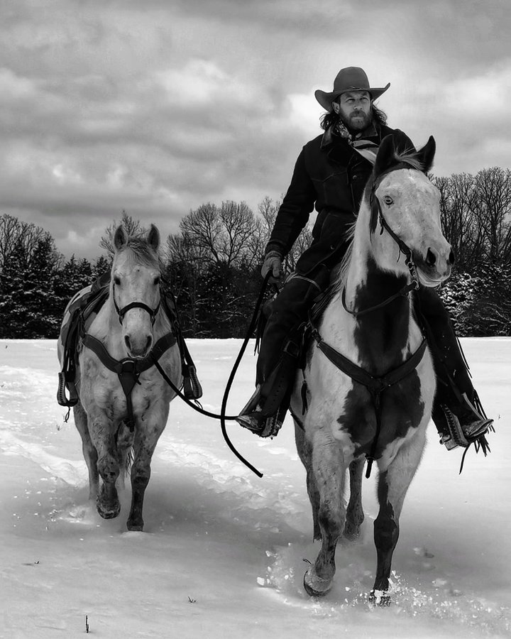 Instagram post by @lonesome_chance for Schaefer Outfitter. Caption reads: Winter is coming to an end, the ponies are finally....