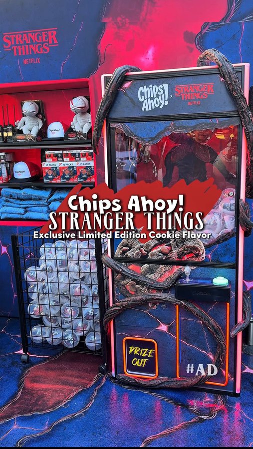 Instagram post by @theexcursiondoctor for Chips Ahoy!. Caption reads: Tasting The New CHIPS AHOY! x Stranger Things....