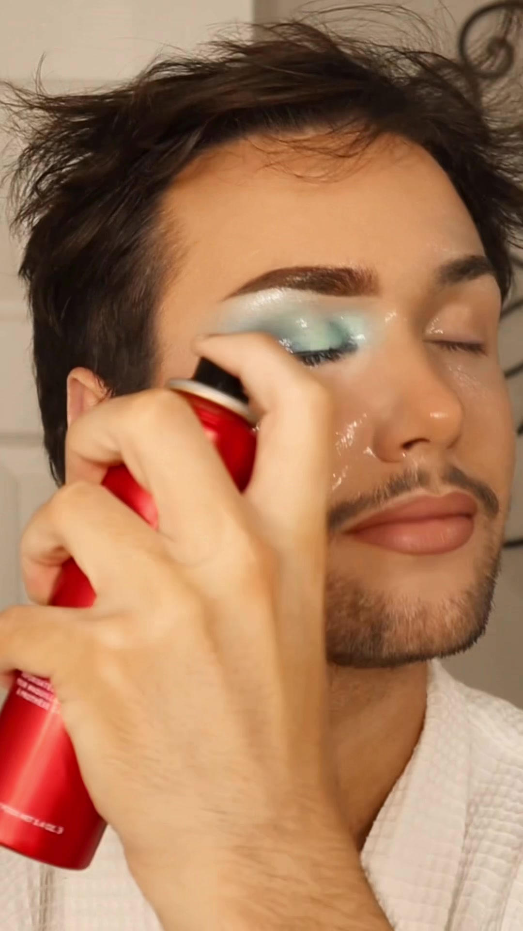 TikTok post by @grantlanierr for ONE SIZE BEAUTY. Caption reads: the @ONE SIZE BEAUTY GO OFF makeup & wig adhesive....