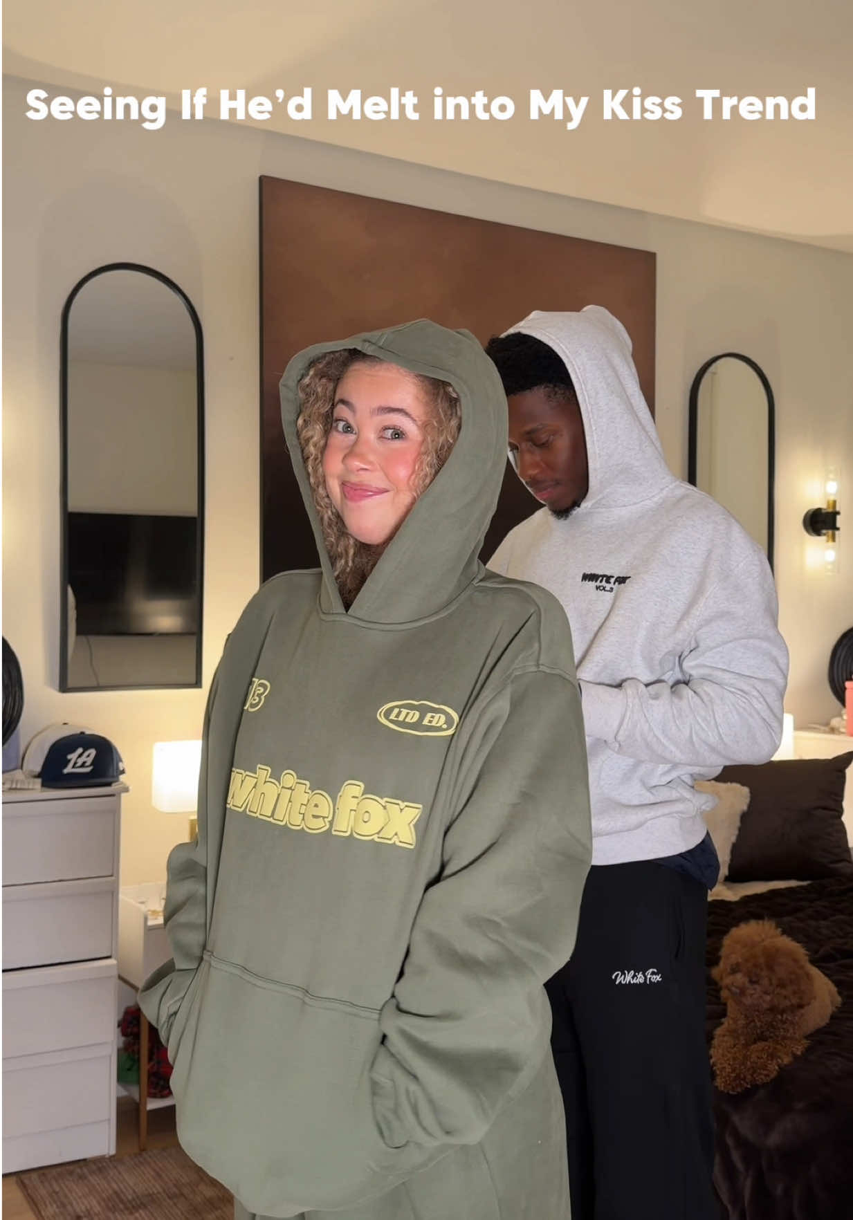 TikTok post by @maliaelaine for White Fox Boutique. Caption reads: couples who wear @White Fox Boutique together stay....