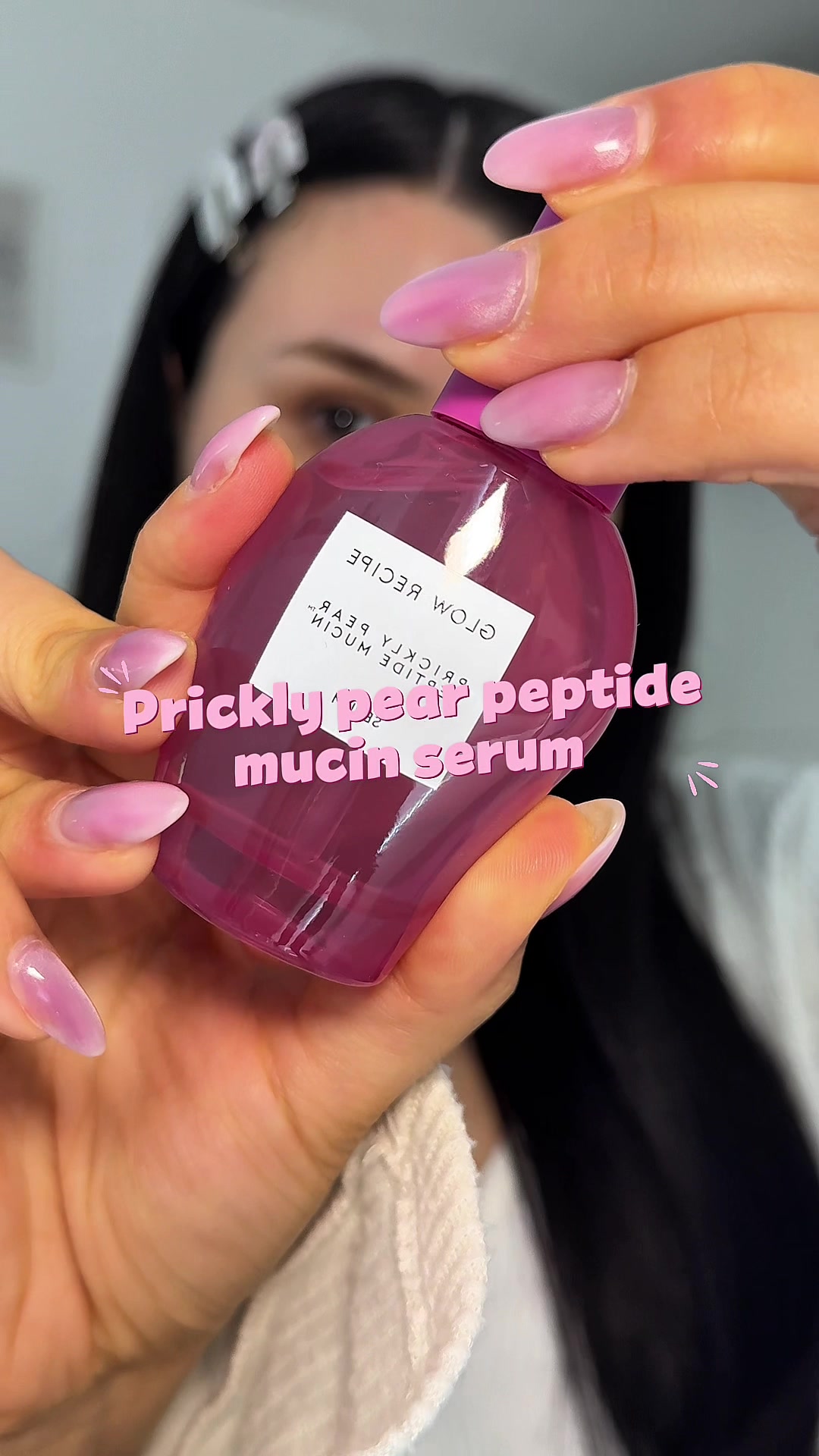 TikTok post by @seda.eks for Glow Recipe. Caption reads: [...] sérum Prickly Pear Peptide Mucin de @Glow....