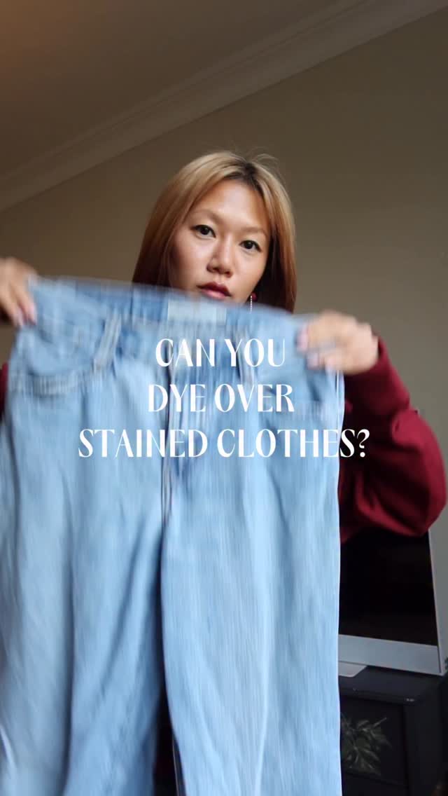 Instagram post by @andreacheong_ for Rit Dye. Caption reads: Clothes Hack Trial: Can you just… dye over....