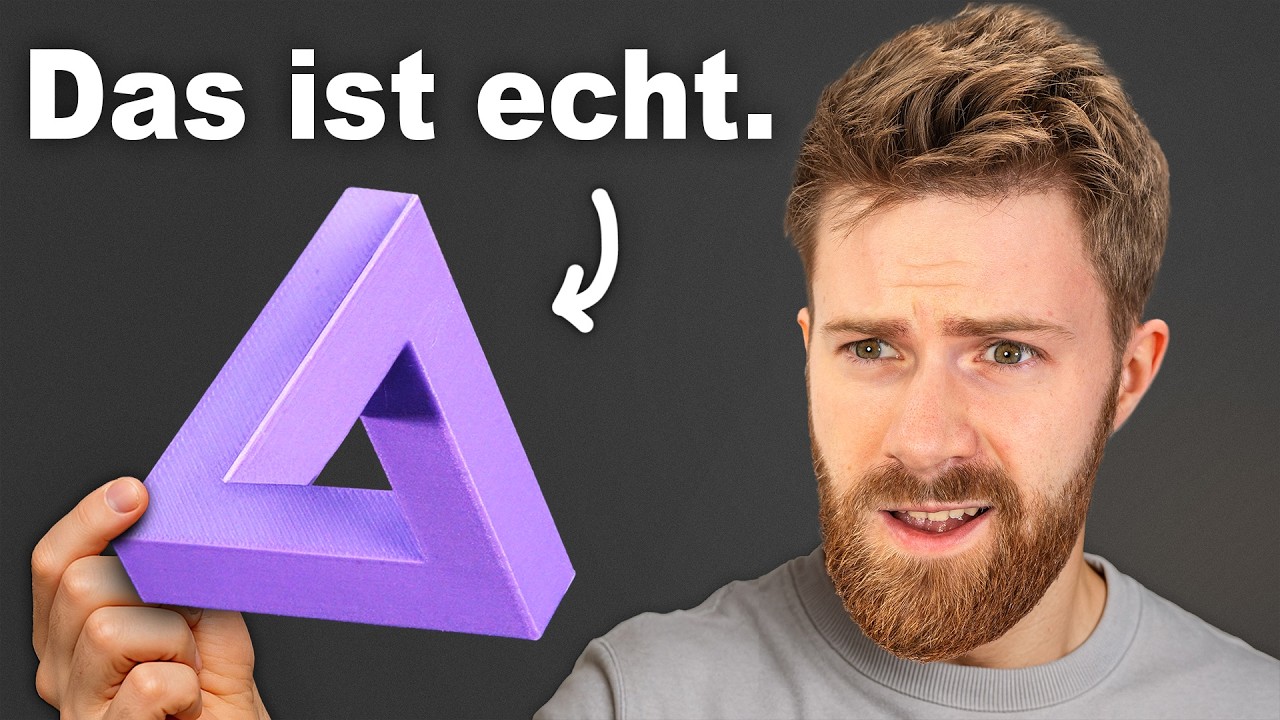 YouTube post by @tomarylul for Thingiverse. Caption reads: 10 impossible objects - 3D printing illusions!.