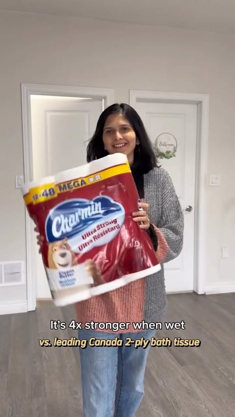 Instagram post by @mint.in.canada for Charmin. Caption reads: [...] strength when wet actually matters. Charmin....
