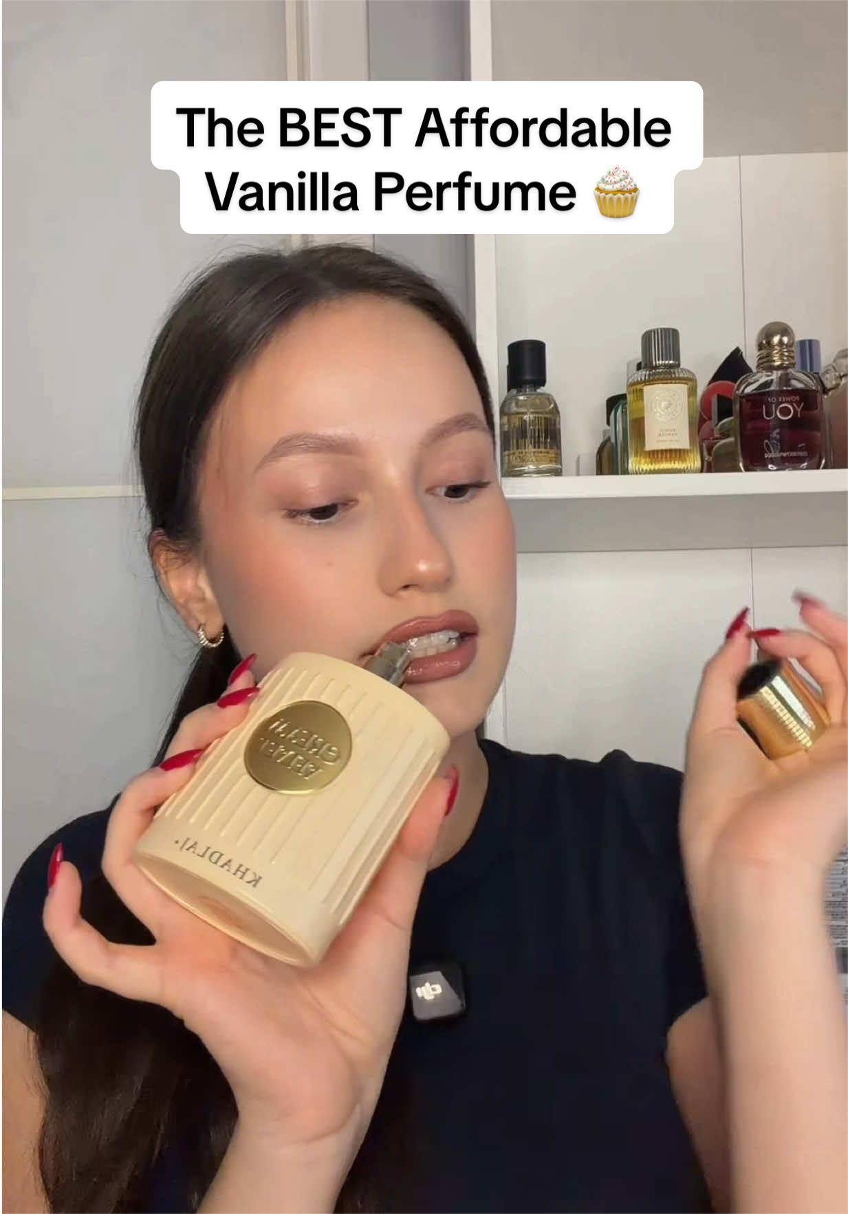TikTok post by an influencer for Khadlaj Perfumes. Caption reads: [...] #fyp @Khadlaj Perfumes.